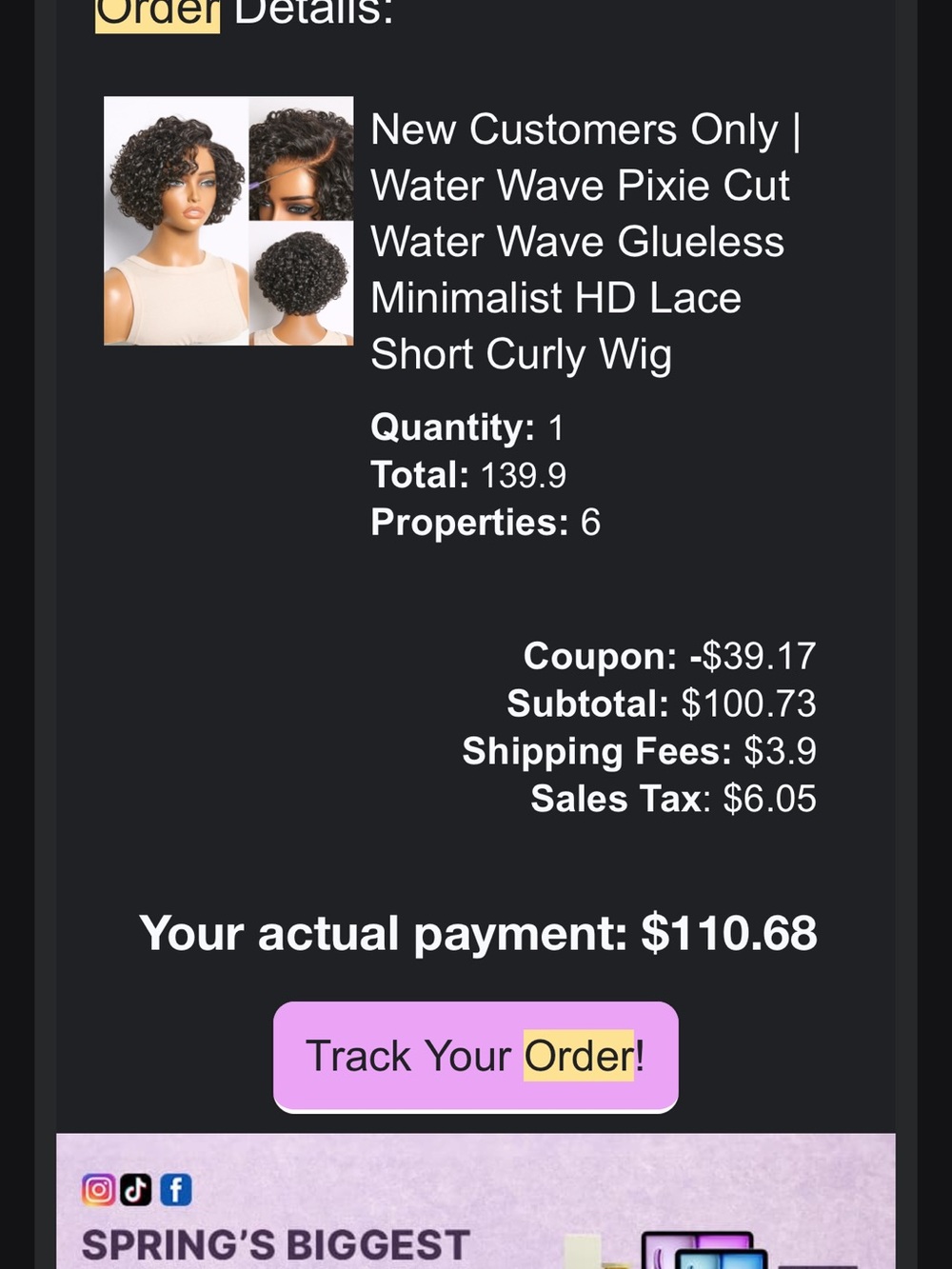 Human Hair Wet and Wavy Wig - Picture 15 of 16